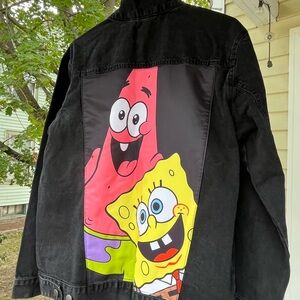 Nickelodeon Black Jean Jacket with Cartoon Characters Men’s denim jacket. NWT